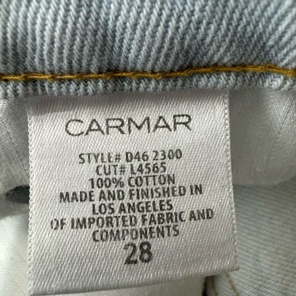 Carmar Emilia High Waist Distressed Light Blue Washed Cropped Jeans Size 28 - Picture 12 of 13